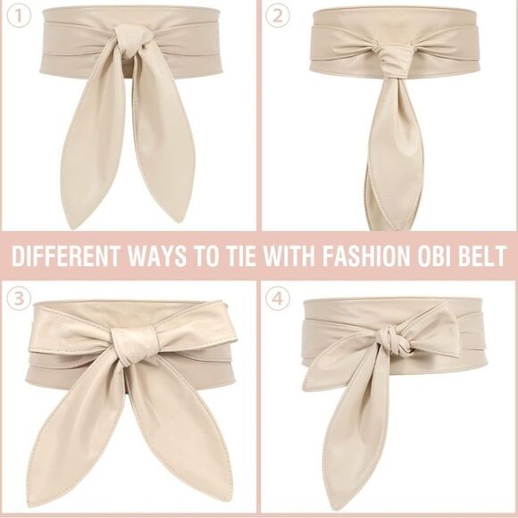 Women's Obi belt wide Vegan Leather corset knotted with bow at the waist - Picture 13 of 16